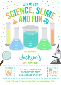EDITABLE Science Birthday Invitation, Boy Science Party Invitation Template, Slime Experiment, Instant Editable File, Instant Download KP052 design preview