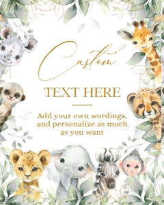 EDITABLE Safari Baby Shower Custom Text Sign, A Wild One On The Way Baby Sprinkle, Jungle Safari Animal Banner, Tropical Party Decor BS109 design preview