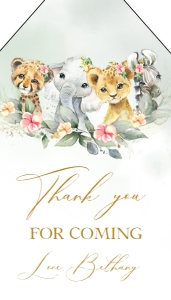 BS109-B-007-Tag-Rectangle Cropped-2 by 3.5 in: Floral Safari Baby Shower Gift Tag, Editable A Wild One On The Way Baby Sprinkle Party Favor, Jungle Thank You Note Card, Tropical BS109