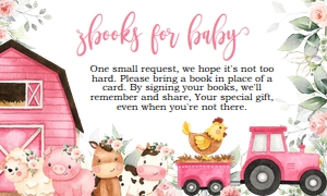 BS114_BOOKSFORBABY-A: EDITABLE Farm Baby Shower Invitation Template Set, Barn Animals Baby Shower Invite, Ranch Girl Baby Shower, Floral Pink Barnyard BS114