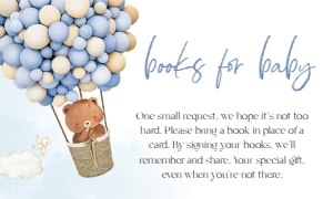 BS119_BOOKS FOR BABY-A: Bear Balloons Baby Shower Invitation Template Set, EDITABLE Hot Air Balloon Invite, Boho Bear, Up Up and Away, Boy, Instant Download, BS119