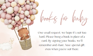 BS119_BOOKS FOR BABY-B: Boho Hot Air Balloon Twins Baby Shower Invitation Set, EDITABLE Girl Baby Sprinkle Party Invite Template, Bears Pack, Up, Up and Away, BS119