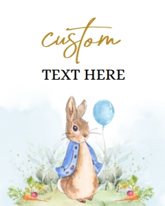 BS133_SIGN001_CUSTOMTEXT-A: EDITABLE Peter Rabbit Baby Shower Custom Text Sign, Rustic Boy Bunny Watercolor Banner, Blue Balloon Spring Brunch, Instant Download BS133