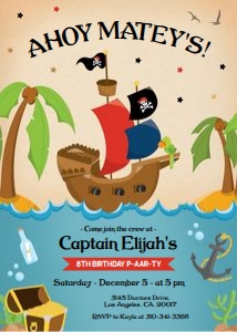 EDITABLE Pirate Birthday Invitation, Pirate Boy Party, Shipwreck Invite Template, Treasure Map, Ship, Printable, Instant Download, KP062 design preview