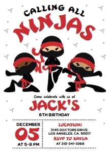 Ninja Birthday Invitation, EDITABLE Ninja Warrior Party Invitation Template, Karate Boys Birthday Invite, Lets Kick, Instant Download, KP076 design preview