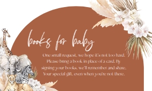 BS118_BOOKS FOR BABY-B: EDITABLE Boho Safari Baby Shower Invitation Set, Jungle Animal Baby Shower Invite Template, Customizable Terracotta, Instant Download BS118