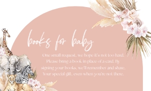 BS118_BOOKS FOR BABY-A: EDITABLE Boho Safari Baby Shower Invitation Set, Jungle Animal Baby Shower Invite Template, Customizable Blush Pink, Instant Download BS118