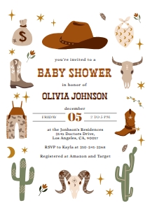 Wild West Baby Shower Invitation, EDITABLE Cowboy Rodeo Party Invite Template, Western Ranch, Country Baby Sprinkle, Instant Download BS136 design preview