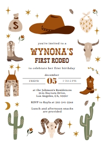 Wild West First Birthday Invitation, EDITABLE Cowboy Rodeo Party Invite Template, Western Ranch, Country Birthday, Instant Download KP079 design preview