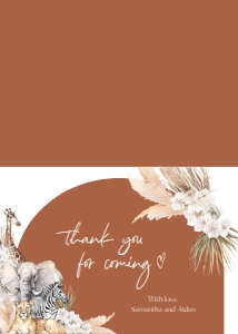 BS118_THANKYOU-B: EDITABLE Boho Safari Baby Shower Invitation Set, Jungle Animal Baby Shower Invite Template, Customizable Terracotta, Instant Download BS118