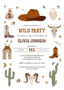 Wild West Modern Birthday Invitation, EDITABLE Cowboy Rodeo Party Invite Template, Western Ranch, Country Birthday, Instant Download KP079 design preview
