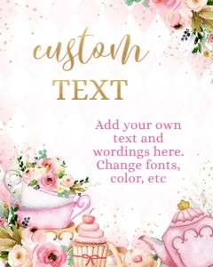 EDITABLE Tea Party Birthday Custom Text Sign, Pink & Gold Par-tea Sign Template, Whimsical Banner, High Tea Floral, Instant Download KP056 design preview