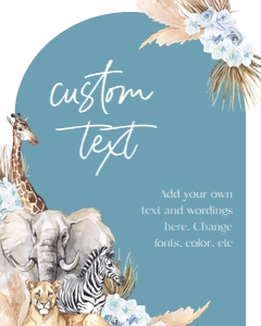 EDITABLE Boho Safari Baby Shower Custom Text Sign, Jungle Animal Baby Sprinkle Party, Customizable Ocean Blue Banner, Instant Download BS118 design preview