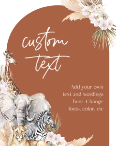 EDITABLE Boho Safari Baby Shower Custom Text Sign, Jungle Animal Baby Sprinkle Party, Customizable Terracotta Banner, Instant Download BS118 design preview