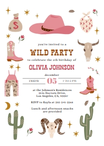 Wild West Modern Birthday Invitation, EDITABLE Cowgirl Rodeo Party Invite Template, Western Ranch, Country Birthday, Instant Download KP079 design preview