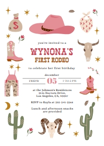 Wild West First Birthday Invitation, EDITABLE Cowgirl Rodeo Party Invite Template, Western Ranch, Country Birthday, Instant Download KP079 design preview