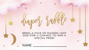 BS128-A-004-Diaper Raffle-3.5 by 2 in: Twinkle Twinkle Little Star Baby Shower Invitation Set, EDITABLE Moon and Stars Party Invite Template, Pink & Gold, Instant Download BS128