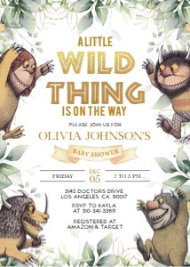 Where The Wild Things Are Baby Shower Invitation, EDITABLE Jungle Adventure Party Invite Template, Gender Neutral, Instant Download BS140 design preview