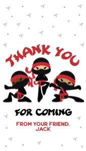 EDITABLE Ninja Birthday Thank You For Coming Gift Tag, Ninja Warrior Party Favor Tag, Karate Boys Birthday Label, Lets Kick Gift Tag, KP076 design preview
