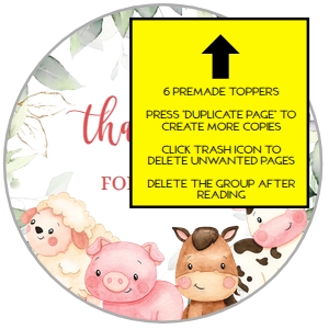 BS113-A-010-6 Cupcake Toppers-2 by 2 in: Farm Baby Shower Bundle, EDITABLE Barn Animals Baby Shower Invite, Ranch Baby Shower Games, Red Boy Barnyard Animal, Instant Download, BS113