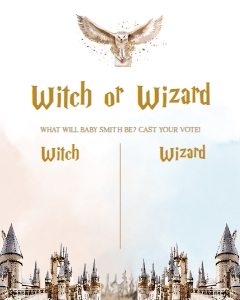 Witch or Wizard Gender Reveal Voting Sign, Magic School Guess The Gender Party Template, He Or She Game, Boy Or Girl, Magical Bundle, GR009 design preview