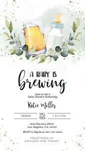 Baby is Brewing Baby Shower Evite, Beer Baby Shower Digital Invitation, Brewery Baby Sprinkle, Gender Neutral Invite, Instant Download BS083 design preview
