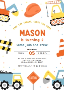 Construction Birthday Invitation, EDITABLE Dump Trucks Party Invitation Template, Boys Birthday Invite, Excavator, Instant Download, KP108 design preview