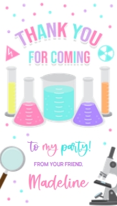 Thank You For Coming Gift Tag, EDITABLE Mad Science Birthday Party Favor Tag, Kids Lab Experiment Birthday Label, Girls Tag Template, KP051 design preview