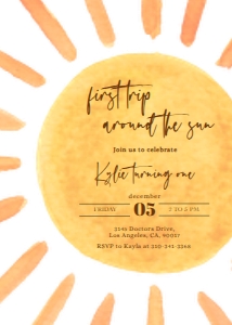 Boho Sunshine Birthday Invitation, First Trip Around The Sun, Editable Little Sunshine Party Template, 1st Birthday Digital Invite, KP115 design preview