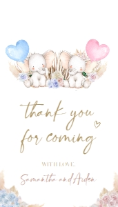 Elephant Gender Reveal Thank You For Coming Gift Tag, Boho Gender Reveal Party Favor, He Or She, Baby Boy Or Girl Game, Watercolor GR003 design preview