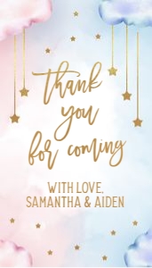 Twinkle Twinkle Little Star Gender Reveal Thank You For Coming Gift Tag, Gold Moon Gender Reveal Party Favor, He Or She, Boy Or Girl, GR008 design preview