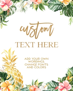 Hawaiian Pineapple Custom Text Sign, EDITABLE Luau Party Invite Template, Kids Tropical Summer Birthday, Aloha Girls, Instant Download KP104 design preview