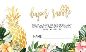 BS144_DIAPER RAFFLE-A: Hawaiian Pineapple Baby Shower Invitation Set, EDITABLE Luau Party Invite Pack, Tropical Summer Baby Sprinkle, Aloha, Instant Download BS144