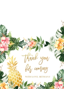 BS144_THANKYOU-A: Hawaiian Pineapple Baby Shower Invitation Set, EDITABLE Luau Party Invite Pack, Tropical Summer Baby Sprinkle, Aloha, Instant Download BS144