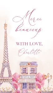 Paris First Birthday Thank You For Coming Gift Tag, Editable French Party Favor Tag, Eiffel Tower, Parisian Cafe, Instant Download KP050 design preview