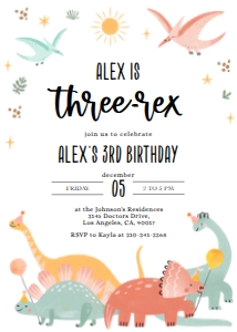 KP124-A-001-Invitation-5 by 7 inches (Three-Rex): EDITABLE Dinosaur Birthday Invitation, Three-Rex Party Invite Template, Colorful Dino Island, Jurassic Kids Birthday, Instant Download KP124