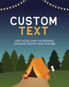 Camping Birthday Custom Text Sign, Camping Party Decor, Camp Out Banner, Under The Stars, Boy Campout, Smores Party, Instant Download KP013 design preview