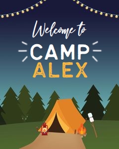 KP013_A-SIGN-Welcome Sign-16 by 20 inches: Camping Birthday Welcome Sign, Camping Party Decor, Camp Out Banner, Under The Stars, Boy Campout, Kids Smores Party, Instant Download KP013