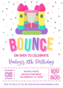 KP122_B_INVITATION: Bounce House Birthday Invitation, EDITABLE Girls Park Party Invitation, Outdoor Playground Template, Bouncing Castle, Instant Download KP122