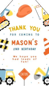 KP108_TAG-THANK YOU-With Shape: Construction Birthday Gift Tag, EDITABLE Dump Trucks Party Favor Template, Boys Birthday, Excavator Thank You Label, Instant Download KP108