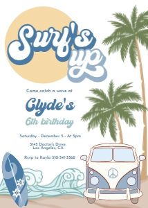 Surf's Up Invitation, EDITABLE Swimming Party Invite Template, Tropical Summer Surf, Pool Birthday, Boys Beach Bash, Instant Download KP138 design preview
