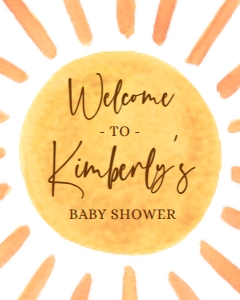 Boho Sunshine Baby Shower Welcome Sign, First Trip Around The Sun, Editable Little Sunshine Party Decor Template, Baby Brunch Banner, BS148 design preview