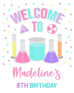 EDITABLE Mad Science Birthday Welcome Sign, Girl Science Party Decor Template, Kid Scientist Banner, Lab Experiment, Instant Download, KP051 design preview