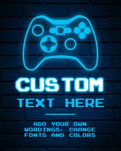 Video Game Birthday Custom Text Sign, EDITABLE Gamer Party Decor, Blue Glow Neon Template, Gaming Birthday Banner, Instant Download KP070 design preview