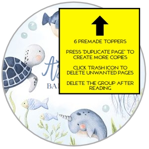 BS139-A-010-6 Cupcake Toppers-2 by 2 in: Under the Sea Baby Shower Bundle, EDITABLE Ocean Animals Baby Shower Invite, Nautical Baby Shower Games, Blue Boy, Instant Download, BS139