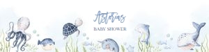 Under The Sea Baby Shower, Editable Ocean Animals Water Bottle Sticker Label, Nautical Kid's Birthday, Whales, Party Favor, Blue, BS139 design preview
