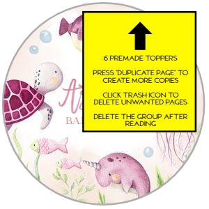 BS139-B-010-6 Cupcake Toppers-2 by 2 in: Under the Sea Baby Shower Bundle, EDITABLE Ocean Animals Baby Shower Invite, Nautical Baby Shower Games, Pink Girl, Instant Download, BS139