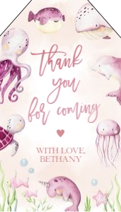 BS139-B-007-Tag-Rectangle Cropped-2 by 3.5 in: Under the Sea Baby Shower Bundle, EDITABLE Ocean Animals Baby Shower Invite, Nautical Baby Shower Games, Pink Girl, Instant Download, BS139
