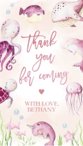 BS139-B-006-Tag-Rectangle-2 by 3.5 in: Under the Sea Baby Shower Bundle, EDITABLE Ocean Animals Baby Shower Invite, Nautical Baby Shower Games, Pink Girl, Instant Download, BS139