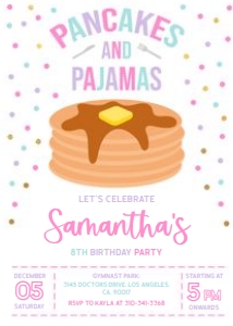 Pancakes and Pajamas Birthday Invitation, Editable Sleepover Party Invite, Girl Slumber Party Template, Brunch Party, Instant Download KP146 design preview